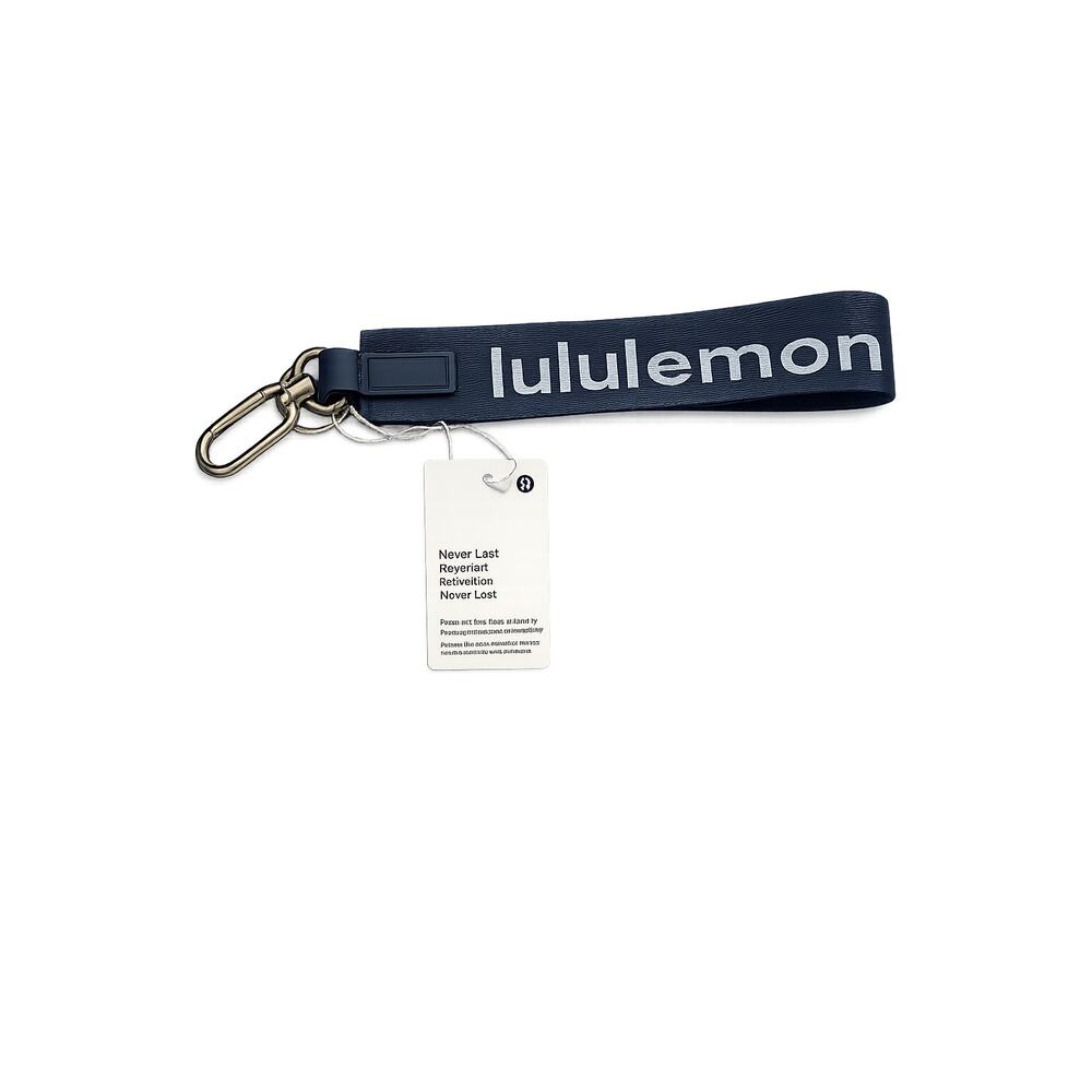lululemon navy blue logo key fob wristlet